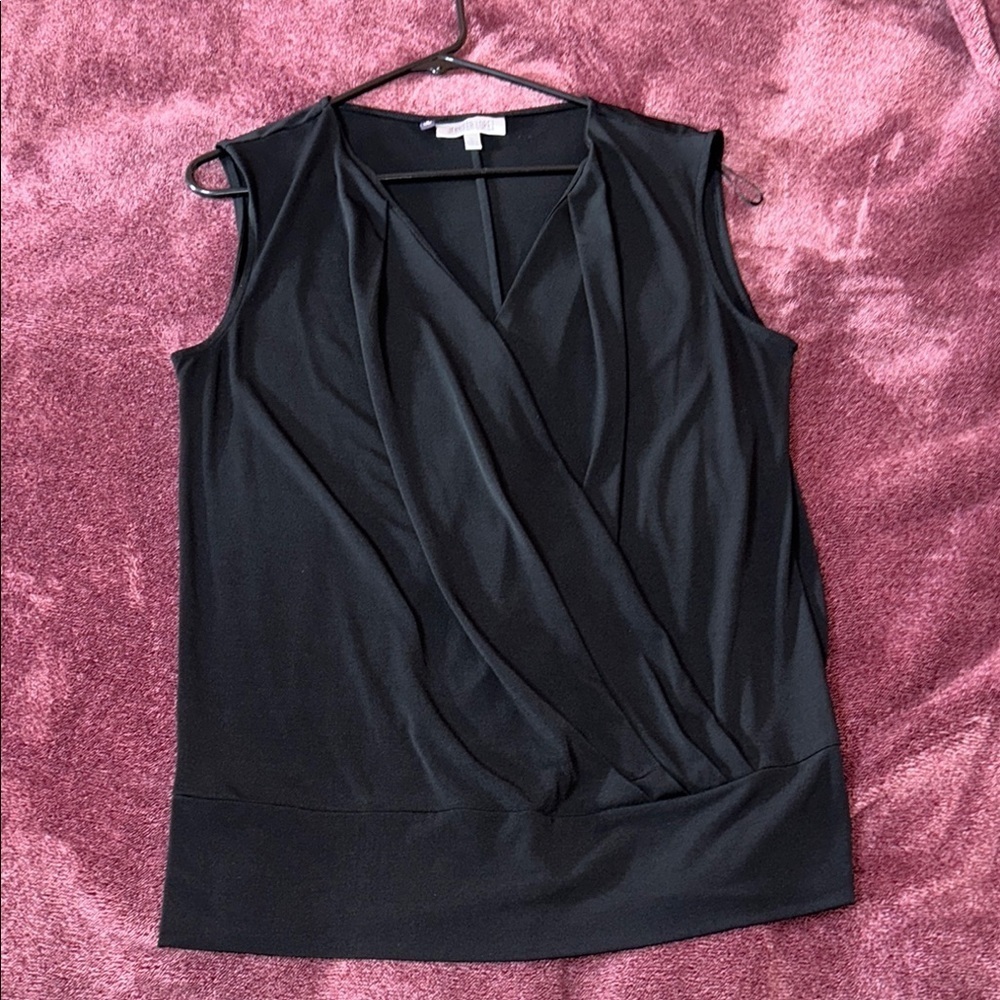 Jennifer Lopez Black Wrap Sleeveless Top